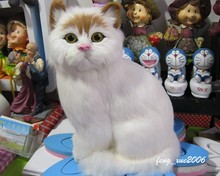 Simulação de animais 30x20cm modelo de gato branco fofo brinquedo artesanato decoração, brinquedo de bebê, acessórios de carro a759 2024 - compre barato