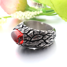 New volcanic crack shape ring men's domineering personality fashion high quality jewelry crystal blood red stone wedding male 2024 - buy cheap
