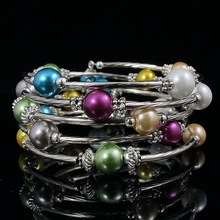 wholesale Elegant jewelry AA 8-9MM Multicolor shell Silvers tube bracelet 5rows 10pcs/lot A1784 2024 - buy cheap