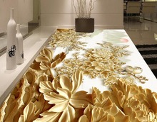 Pintura de suelo tridimensional floral, papel de pared de PVC, mural autoadhesivo para suelo, Moderno 2024 - compra barato