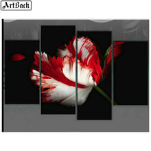 1 set of 4pcs diamond painting poppies flowers full square diamond embroidery 3d round drill mosaic embroidery wall stic 2024 - buy cheap