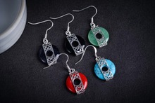 5 choices Genuine Silver Natural jade Art Style Marcasite Earrings 2024 - buy cheap
