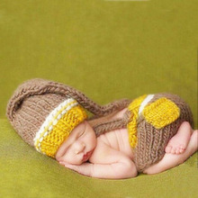 Crocheted Baby Outfit Infant Newborn Photography Props Handmade Knitted Photo Prop Infant Hat+Pants Accessories 2024 - buy cheap