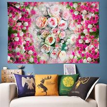 Tapiz romántico de flores rosas, decoración de boda, colgante de pared, Hippie, bohemio, colcha, dormitorio, arte, nuevo 2024 - compra barato