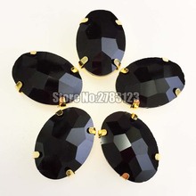 Free shipping Golden base balck oval shape flatback AAA+ Glass Crystal sew on rhinestones for diy/ Clothing decoration SWTJ02 2024 - buy cheap