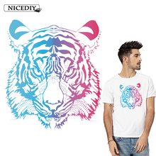 Nicediy Parches Heat Transfer Vinyl Patch Sticker Iron On Transfer For Clothes Fabric Colorful Tiger Patch Applique Badge Decor 2024 - buy cheap