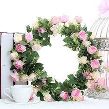 Coroa de flores artificiais de seda para porta, guirlanda de flores artificiais de qualidade perfeita para decoração de casamento, casa, festa, cadeira de decoração 2024 - compre barato