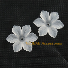 Fashion 25Pcs White Acrylic Plastic Star Flower Spacer Beads End Caps Charms 18.5mm 2024 - buy cheap