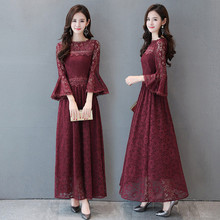 NEW Plus Size 4XL 5XL Fashion Sexy Lace Dress Women Vestidos Spring Autumn Maxi Long Dress Elegant Party Dress Robe Femme C3886 2024 - buy cheap