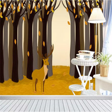 Papel tapiz 3d personalizado, abstracto, Otoño, bosque, animal de dibujos animados, sala de estar, dormitorio, pared, material impermeable de alta calidad 2024 - compra barato