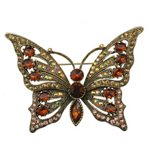 Broche clássico de cristal strass borboleta pino inseto joia presente 2016 2024 - compre barato