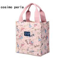 Insulated Lunch Box Bag for Women Thick Aluminum Foil Waterproof Canvas Picnic Box Small Food Bag Fashion Prints Zipper Tote Bag 2024 - buy cheap