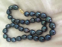 free shipping NEW 10-12mm baroque tahitian black green pearl necklace 18inch  GP a() 2024 - buy cheap