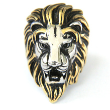Anel masculino dourado lion king anel de aço inoxidável 316l 2024 - compre barato