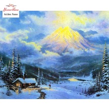 Golden Panno Needlework DIY DMC 14CT 11CT printed Cross stitch Embroidery kits natural scenery white canvas Counted  823 2024 - buy cheap