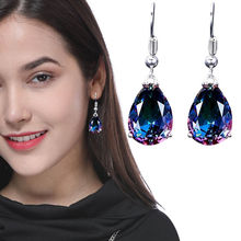 Cute Teardrop Dangle Earrings For Women Pear Brilliant Cut Silver Color Wedding Jewelry Long Water Drop Long earrings 2024 - buy cheap