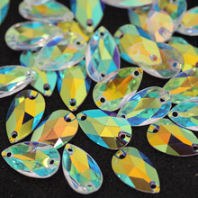 Diamantes de imitación de cristal transparente para coser, 10x18mm, para mezclar la forma de la parte posterior plana, piedras de resina Strass, ropa artesanal, prendas de vestir de boda 2024 - compra barato