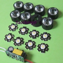10pcs 3w led higt power +10pcs 45degree lens +6-10x3w led driver for diy 2024 - buy cheap