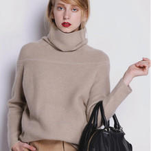 2019 New Autumn and Winter Cashmere Sweater Women's High Collar Thick Solid Color Sweater Loose Knit Sweater Wild Pullover 2024 - buy cheap