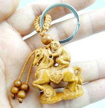 Mahogany Three-dimensional Engraving Key Chain Lifelike Horse monkey Pendant Key Ring Jewelry Gift For Car Accessories L10 2024 - buy cheap