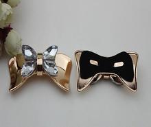 Free shipping (6 pieces/lot) gleaming golden diamond bow shoes flower shoe buckle shoes jewelry DIY handbags accessories 2024 - buy cheap