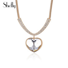 Newest Luxury Crystal Glass Heart Pendants Necklace Romantic Rose Gold Colour Clear Crystal Necklace Jewelry For Women Collares 2024 - buy cheap