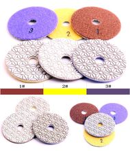 free shipping DC-FW3PP02 D100mm flexible wet polishing diamond 3 step polishing pads for stone 2024 - buy cheap