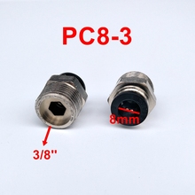 10 unids/lote 8mm Tubo 3/8 "hilo conector neumático conector de junta rápida PC8-3 2024 - compra barato