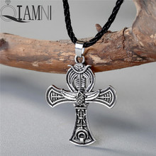 QIAMNI Vintage Punk Ankh Egyptian Cross Amulet Rope Chain Slavic Pendant Necklace Men Gift Statement Jewelry Charm Dropshipping 2024 - buy cheap