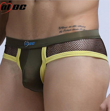 AIBC Mesh Underwear Men Nylon Sexy Bikini Mens Briefs Slips Posing Trunks Penis Pouch Panties Sex Gay Shorts Army Green M L XL 2024 - buy cheap