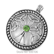 Wholesale Green Red Rhinestones Celtic Knot Pendant Stainless Steel Jewelry Claddagh Style Fashion Biker Women Pendant SWP0272A 2024 - buy cheap