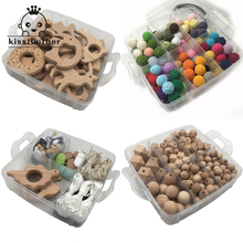 Baby Teether 4 Boxed Beech Wooden Animal Teether Hexagon Beads Pacifier Clip Crochet Beads Teether DIY Baby Teething Necklace 2024 - buy cheap