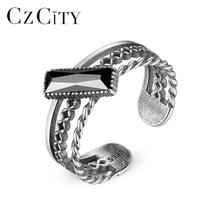 Женское Винтажное кольцо CZCITY, однотонное тайское серебряное кольцо с открытым кольцом для вечеринки, Anillos Joyeria Fina Para Mujer, подарки SR0234 2024 - купить недорого