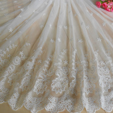 Fora do branco 45cm/125cm vestido de casamento largo feito à mão diy bonito tecido de renda pano bordado flor rendas guarnição roupas acessórios 2024 - compre barato