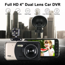 Kkmoon-câmera de filmadora automotiva com lente dupla de 4 polegadas, filmadora automotiva, dvr com duas câmeras, câmera de painel com visão noturna 2024 - compre barato