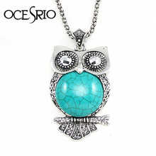 Blue Color Stone Owl Necklace Pendant Punk Retro Necklace for Women  Chain Costume Jewelry Vintage Accessories nke-h44 2024 - buy cheap