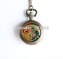 Hogwarts Seal pocket watches quartz Necklace Hogwarts Seal for mens womens Hogwarts Jewelry pendant 12pcs/lot watch pendant 2017 2024 - buy cheap