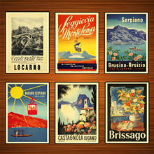 Carteles de Turismo de Suiza Tessin, pegatinas de pared clásicas de brusino-serpiano, póster Vintage de Kraft, decoración de Bar y hogar, regalo 2024 - compra barato