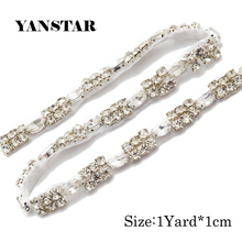 YANSTAR-Apliques finos de diamantes de imitación para vestido de novia, cinturón, apliques de diamantes de imitación, DIY, YS904B, 5 yardas 2024 - compra barato