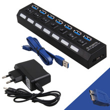 Top Quality Brand New 7 Port USB 3.0 Hub with Individual Power Switches and LEDs Compatiable With USB 1.0 2.0 3.0 Free Shipping 2024 - buy cheap