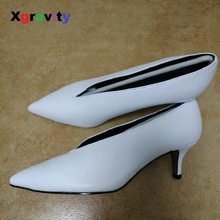 Xgravity European Female Pop Star Pointed Toe Thin Heel Woman Shoes Deep V Design Lady Fashion Shoes Elegant Women Shoes B264 2024 - buy cheap