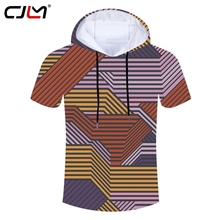 CJLM 2018 Новое поступление, мужская спортивная футболка с капюшоном, 3D полноцветная полосатая Мужская футболка из полиэстера, футболка большого размера 2024 - купить недорого