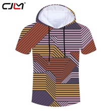 Cjlm 2018 camiseta masculina esportiva com capuz, camiseta 3d estampa completa tira colorida masculina de poliéster, camiseta tamanho grande 2024 - compre barato