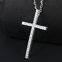 FLOLA Big Cross Pendant Necklaces Rhinestone Chain Long Necklaces & Pendants Hip Hop Jewelry Men Women Jesus Piece nkeg79 2024 - buy cheap