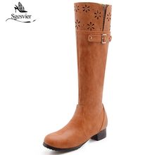 Sgesvier-Botas de nieve hasta la rodilla para mujer, calzado con punta redonda y tacón grueso, talla 32 a 47, OX970 2024 - compra barato