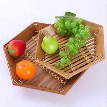 Bandeja de bambú para fruta chino tradicional de drenaje vegetales cestas cocina contenedores la forma Irregular de cestas de alimentos 1 Uds 2024 - compra barato