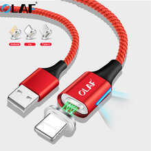 Магнитный USB-кабель OLAF, кабель для быстрой зарядки и передачи данных для iPhone XS Max XR X 8 7 6 6S Plus 5 5S SE, мобильный телефон кабелей 2024 - купить недорого