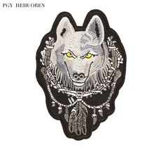 PGY Punk Wolf Embroidery Animals Patches For Clothing Iron On Patches Army Badge Motif Applique DIY Clothes Accessory Stickers 2024 - buy cheap