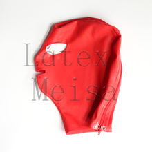 Rubber hoods open eyes nostrils and mouth in red color with back zip 2024 - buy cheap