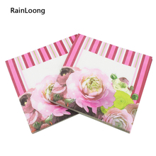 RainLoong-servilletas de papel con estampado Floral Para decoración de fiesta, 33x33cm, 1 paquete (20 unids/paquete) 2024 - compra barato